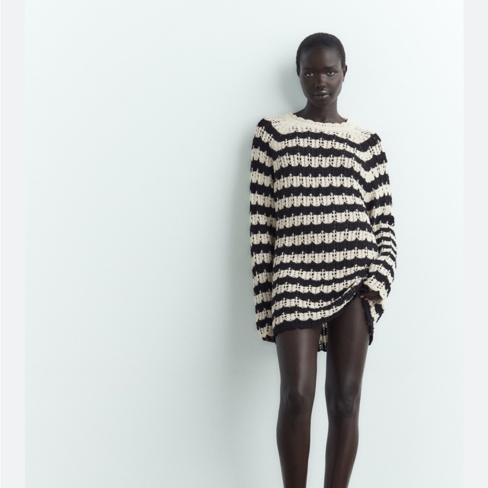 COPY - NWT - Zara Pointelle Striped Knit Sweater Dress - Completely Sold Out, S…